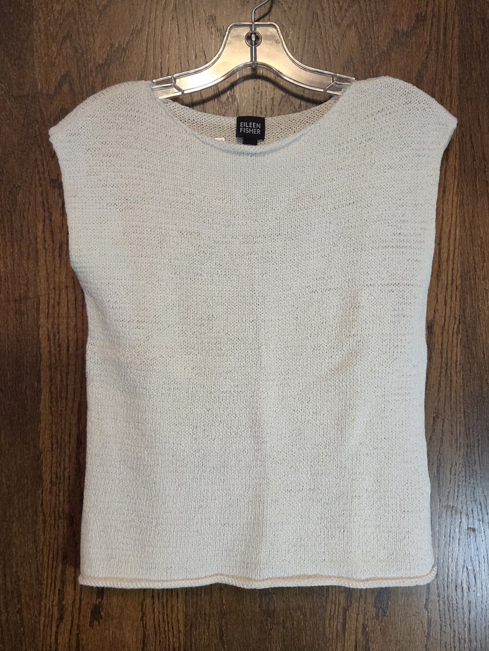 Eileen Fisher Cream Knit Sleeveless Sweater